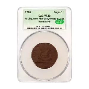 1787 No Cinq, Cross After Date, UNITED STATES Fugio 1c Newman 1-B BN (2)